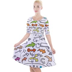 Desktop Pattern Art Graphic Design Quarter Sleeve A-line Dress by Pakrebo