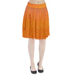 Orange Mosaic Structure Background Pleated Skirt by Pakrebo