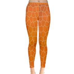 Orange Mosaic Structure Background Inside Out Leggings by Pakrebo