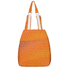 Orange Mosaic Structure Background Center Zip Backpack by Pakrebo