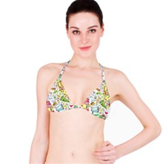 Doodle New Year Party Celebration Bikini Top by Pakrebo