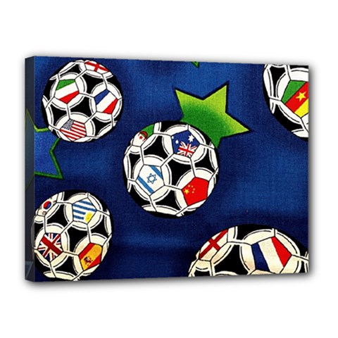 Textile Football Soccer Fabric Canvas 16  X 12  (stretched) by Pakrebo