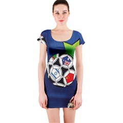 Textile Football Soccer Fabric Short Sleeve Bodycon Dress by Pakrebo