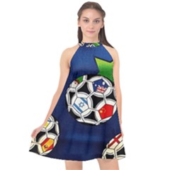 Textile Football Soccer Fabric Halter Neckline Chiffon Dress  by Pakrebo