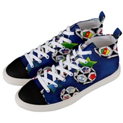 Textile Football Soccer Fabric Men s Mid-top Canvas Sneakers by Pakrebo