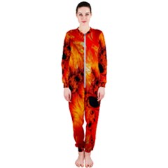 Red Fractal Mandelbrot Art Wallpaper Onepiece Jumpsuit (ladies)  by Pakrebo