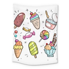 Doodle Cartoon Drawn Cone Food Medium Tapestry by Pakrebo