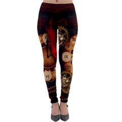 Steampunk, Wonderful Clockswork Lightweight Velour Leggings by FantasyWorld7