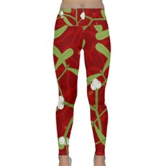 Mistletoe Christmas Texture Advent Lightweight Velour Classic Yoga Leggings by Pakrebo