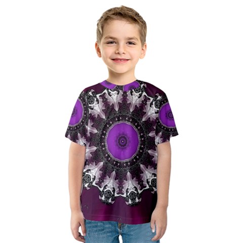 Kaleidoscope Round Circle Geometry Kids  Sport Mesh Tee by Pakrebo