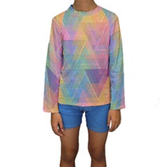 Triangle Pattern Mosaic Shape Kids  Long Sleeve Swimwear by Pakrebo