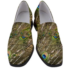 Green Peacock Feathers Color Plumage Women s Chunky Heel Loafers by Pakrebo