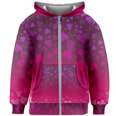 Purple Pink Hearts  Kids  Zipper Hoodie Without Drawstring by LoolyElzayat