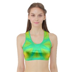 Kaleidoscope Background Green Sports Bra With Border by Mariart