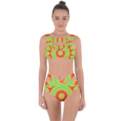 Kaleidoscope Background Mandala Red Green Bandaged Up Bikini Set  by Mariart