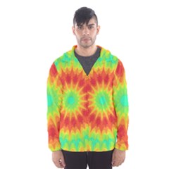 Kaleidoscope Background Red Yellow Hooded Windbreaker (men) by Mariart