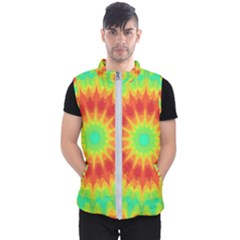 Kaleidoscope Background Red Yellow Men s Puffer Vest by Mariart