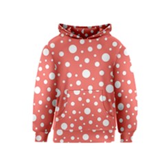 Polka Dot On Living Coral Kids  Pullover Hoodie by LoolyElzayat