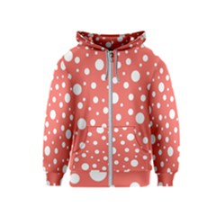 Polka Dot On Living Coral Kids  Zipper Hoodie by LoolyElzayat