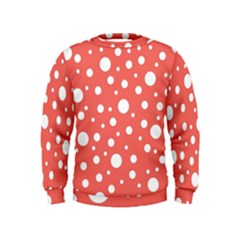 Polka Dot On Living Coral Kids  Sweatshirt by LoolyElzayat