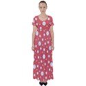 Polka Dot On Living Coral High Waist Short Sleeve Maxi Dress View1