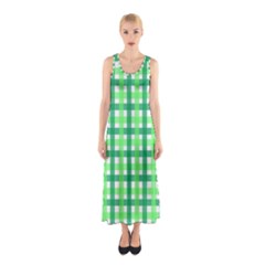 Sweet Pea Green Gingham Sleeveless Maxi Dress by WensdaiAmbrose