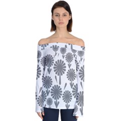 Zappwaits Flowers Black Off Shoulder Long Sleeve Top by zappwaits