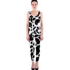 Black On White Cow Skin One Piece Catsuit by LoolyElzayat