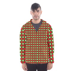 Lumberjack Plaid Buffalo Plaid Green Red Hooded Windbreaker (men) by Mariart