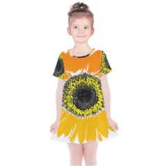 Sunflower Flower Yellow Orange Kids  Simple Cotton Dress by Mariart