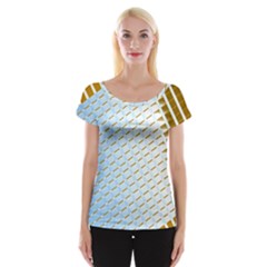 Diagonal Seamless Line Design Cap Sleeve Top by LoolyElzayat