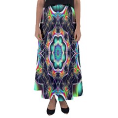 Fractal Chaos Symmetry Psychedelic Flared Maxi Skirt by Pakrebo