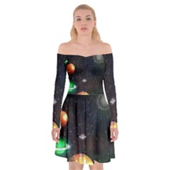 Galactic Off Shoulder Skater Dress by WensdaiAmbrose