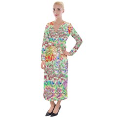 Dahlia Flower Colorful Art Collage Velvet Maxi Wrap Dress by Pakrebo