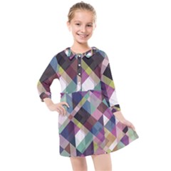 Geometric Sense Kids  Quarter Sleeve Shirt Dress by WensdaiAmbrose