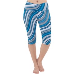 Blue Wave Surges On Lightweight Velour Cropped Yoga Leggings by WensdaiAmbrose