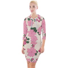 Floral Vintage Flowers Wallpaper Quarter Sleeve Hood Bodycon Dress by Mariart