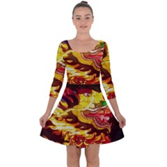 Dragon Lights Ki Rin Quarter Sleeve Skater Dress by Riverwoman