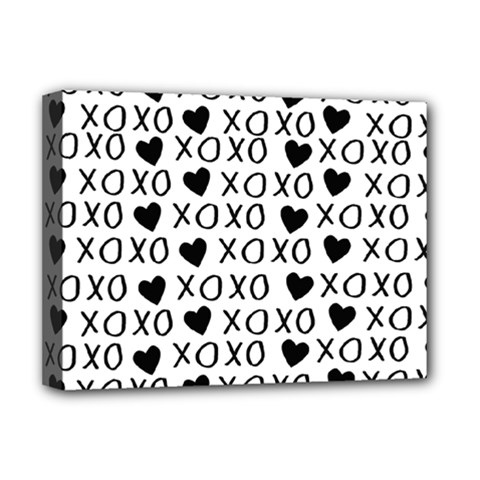 Xo Valentines Day Pattern Deluxe Canvas 16  X 12  (stretched)  by Valentinaart