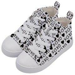 Xo Valentines Day Pattern Kids  Mid-top Canvas Sneakers by Valentinaart