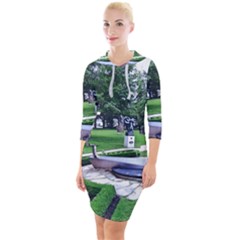 Shakespeare Garden Stratford Quarter Sleeve Hood Bodycon Dress by Riverwoman