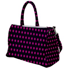 Pink Black Polka Dots Duffel Travel Bag by retrotoomoderndesigns