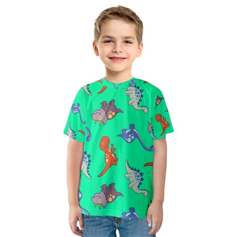 Dinosaurs - Aqua Green Kids  Sport Mesh Tee by WensdaiAmbrose