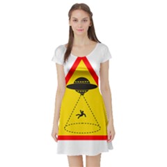 Sign Road Road Sign Traffic Short Sleeve Skater Dress by Wegoenart