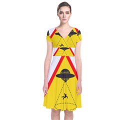 Sign Road Road Sign Traffic Short Sleeve Front Wrap Dress by Wegoenart