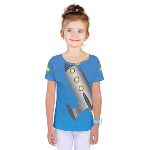 Rocket Spaceship Space Travel Nasa Kids  One Piece Tee by Wegoenart