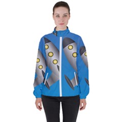 Rocket Spaceship Space Travel Nasa High Neck Windbreaker (women) by Wegoenart