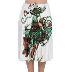 Furry Rocket Spaceship Fairy Velvet Flared Midi Skirt by Wegoenart