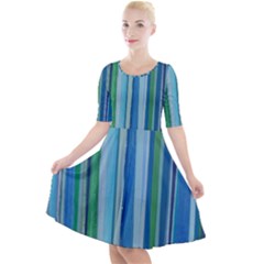 Painted Stripe Quarter Sleeve A-line Dress by dressshop