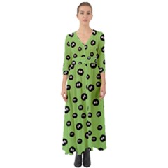 Totoro - Soot Sprites Pattern Button Up Boho Maxi Dress by Valentinaart